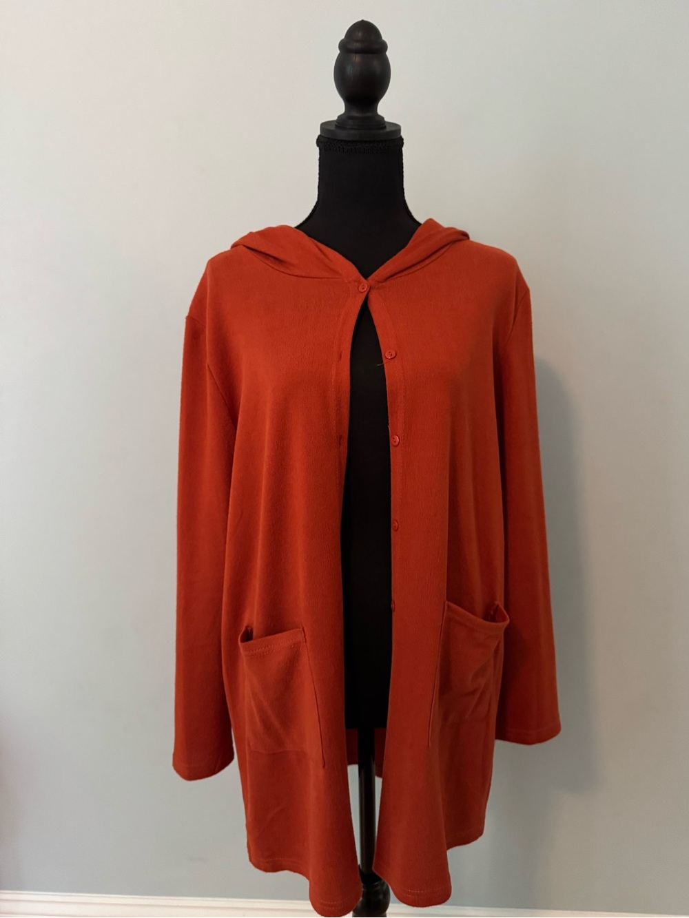 Women's Hooded Button-Front Sweater Cardigan - Rust